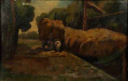 Marinus Vlamings (Dinteloord 1846 - 1903 Middelburg), A hay barge at the...