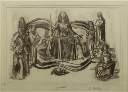Paul Joostens (Antwerp 1889 - 1960), 'Justitia', charcoal on paper, signed,...