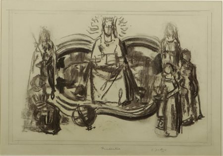 Paul Joostens (Antwerp 1889 - 1960), 'Prundentia', charcoal on paper, signed,...