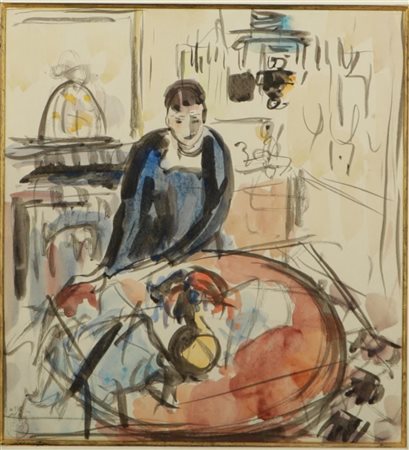 Rik Wouters (Mechelen 1882 - 1916 Amsterdam), Nel a table, signed (with...