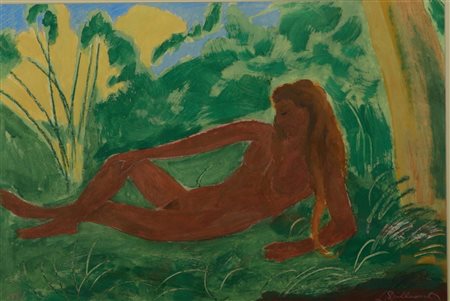 Léon Spillieart(Oostende 1881 - 1946 Brussels),Reclining nude in the forest,...