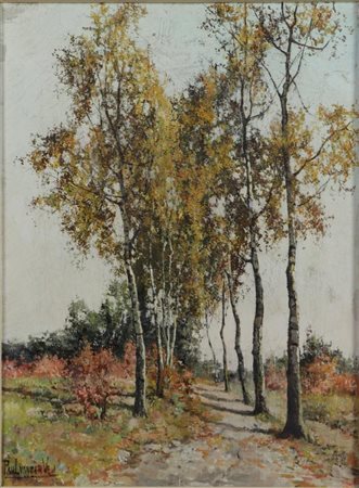 Paul van der Ven (1892-1972) , Birch Lane. oil on canvas, signed (lower...