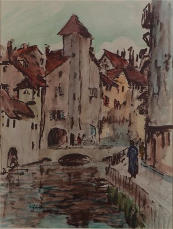 Jan Altink (Groningen 1885 - 1971), Village, in the Savoie(?), France, brown...