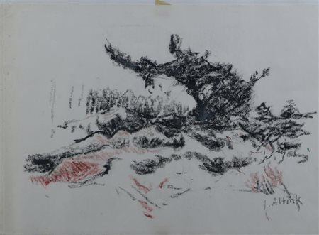 Jan Altink (Groningen 1885 - 1971), Goat in landscape.O-I ink on paper, with...