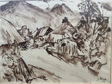 Jan Altink (Groningen 1885 - 1971), A country road in the Savoie, mountains...