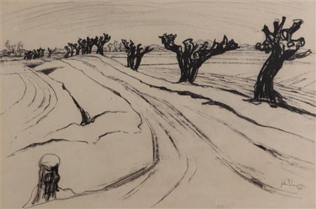 Johan van Zweden (Winschoten 1896- 1975 Arnhem), Polared willows along...