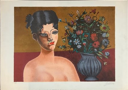 Franco Gentilini "Senza titolo" 
litografia a colori
cm 53,7x75,5
Firmata e nume