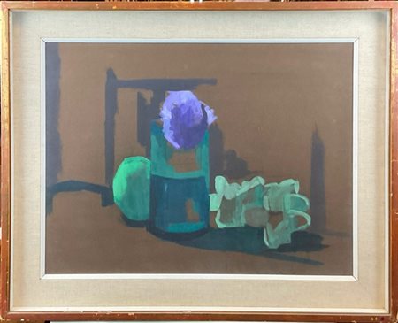 Sergio Bonfantini "Bicchiere con uva" 1963
tecnica mista su cartoncino
cm 50x64.