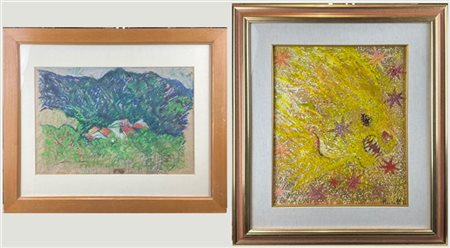 Lino Marzulli Due tecniche miste, una su compensato l'altra su carta, di soggett