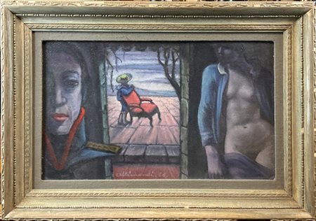 Enrico Allimandi "Il fanciullo inquieto" 1966
olio su cartone telato
cm 33x55,5