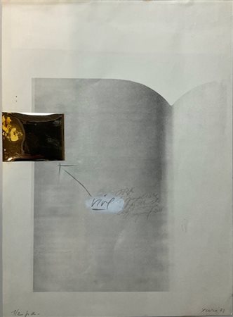 William Xerra "Senza titolo" 1972
litografia collage ed interventi a mano su car