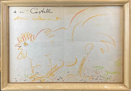 Eduard Pignon "Gallo" 
pastelli su carta
cm 36,5x53
firmato e datato in basso a