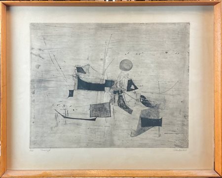 Pierre Gendron "Paysage" 1958
acquaforte e acquatinta
(lastra cm 38x47,5; foglio