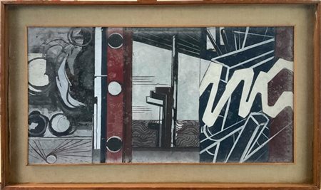 Mario Nanni "Composizione" 1965
olio su tela
cm 40x75
firmato e datato al retro.