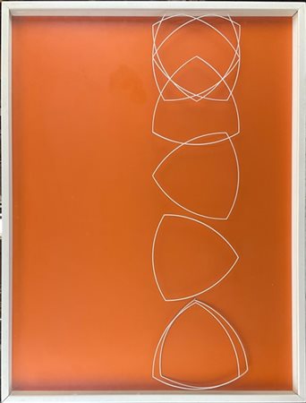 Agostino Ferrari "Segno + colore arancione" 1972
tecnica mista su vetro e legno