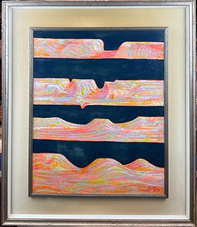 FRANK PORTELLI "Coste maltesi" 1972
tecnica mista su carta applicata su compensa