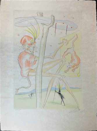 Salvador Dali "Le singe et le léopard" 1974
acquaforte su carta giappone
(lastra