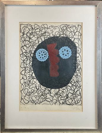 Enrico Baj "Floricultore" 1970
acquaforte acquatinta e carta argentata - prova d