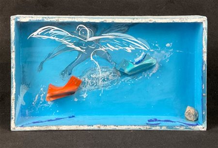 Silvio Pasotti "Sestri - Ibiza" 1997
tecnica mista su legno con due elementi in