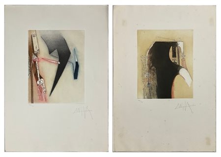 Wifredo Lam Due acqueforti e acquetinte a colori di diverso soggetto
fogli cm 62