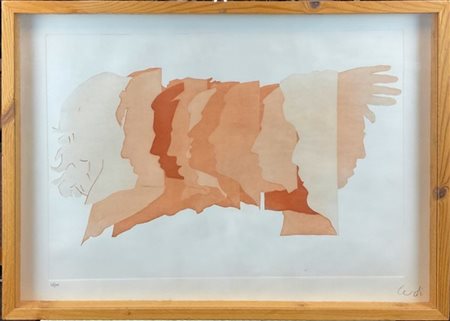 Mario Ceroli "Senza titolo" 
acquatinta a colori
foglio cm 49x69
firmata e numer