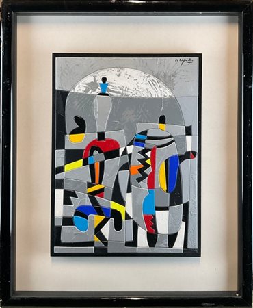 Ugo Nespolo "Still life" 
acrilici su legno
cm 38x28
firmato in alto a destra; t