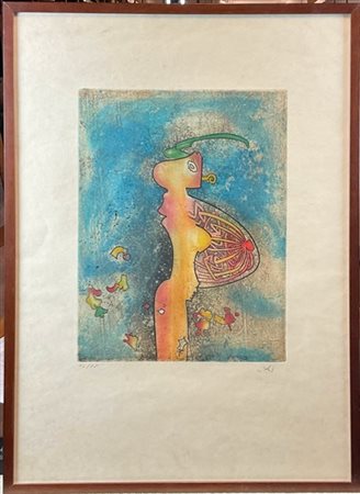 Roberto Matta "Senza titolo" 1975
acquaforte e acquatinta a colori su carta giap