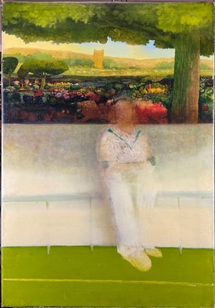 Peter Unsworth "Cricketer in the Shade" 1964
olio su tela
cm 84,5x59,5 (difetti)