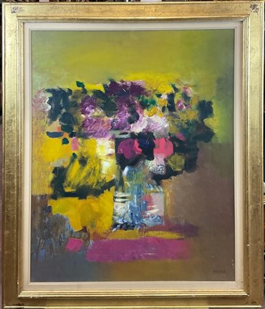 ROLAND BIERGE "Bouquet au fond jaune" 1971
olio su tela
cm 92x73
firmato in bass