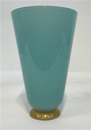 Seguso Vetri d'Arte Vaso in vetro incamiciato trasparente incolore e azzurrino c