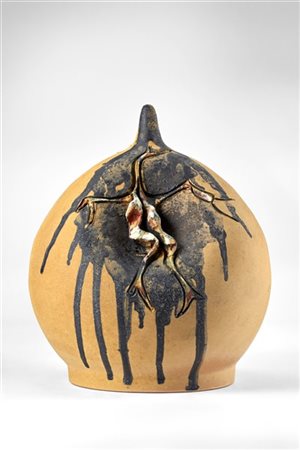 Agenore Fabbri Scultura in terracotta decorata a rilievo e dipinta in policromia