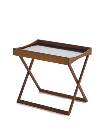 Tavolino pieghevole con vassoio estraibile. Italia, anni '70/'80. Struttura in