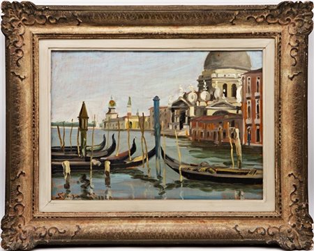 Annibale Scaroni "Venezia Basilica della Salute" 1949
olio su compensato (cm 35x
