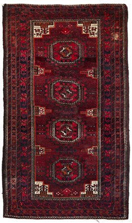 Tappeto Afghan, Turkestan occidentale, secolo XX. Decoro con 4 Memling Gül su f