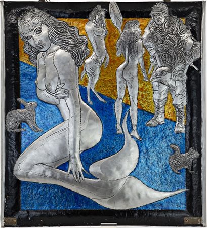 Ignoto "La Pace" 1993, metallo sbalzato e smaltato (cm 71x65) firmato Paolino V