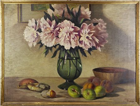 Francesco Fossati

"Composizione con fiori, funghi e frutta" 1958
olio su tela