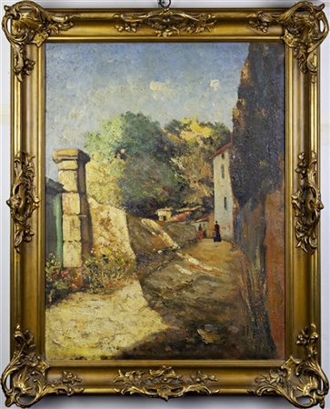 Ignoto di inizio secolo XX

"Il vicolo" 
olio su tela (cm 75x58)
in cornice (di