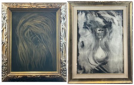 Novella Parigini Due tecniche miste su carta di soggetto e misure diverse (misur