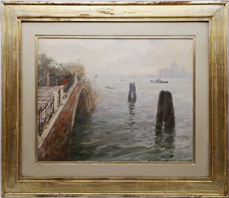 Attilio Melo "Venezia dal ponte della Calcina, inverno" dicembre 1982
olio su ma