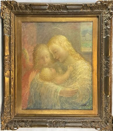 Giovanni Rossi "Madonna con Bambino e angelo" 
olio su compensato (cm 57x47)
fir
