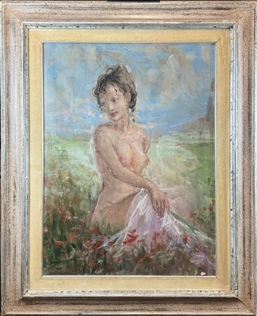 Edgardo Lualdi "Nudo femminile" olio su tela (cm 80x60) firmato in basso a sinis