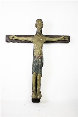 Arte spagnola del secolo XVII. Cristo Crocefisso in legno intagliato e dipinto,