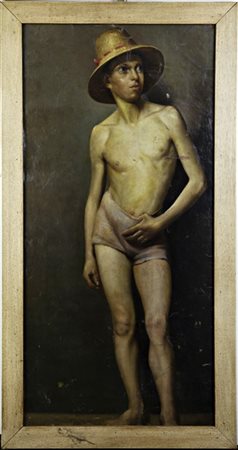 Ignoto di fine secolo XIX

"Studio di nudo maschile" 
olio su tela (cm 108x52)