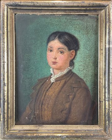 Ignoto lombardo di secolo XIX

"Rittratto femminile" 
olio su cartone (cm 19x14