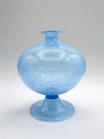 Vaso a palla in vetro di Murano azzurro