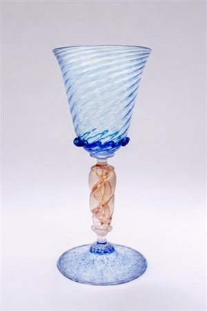 Calice in vetro di Murano azzurro