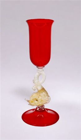 Calice in vetro di Murano rosso