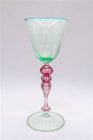 Calice in vetro di Murano verde pulegoso