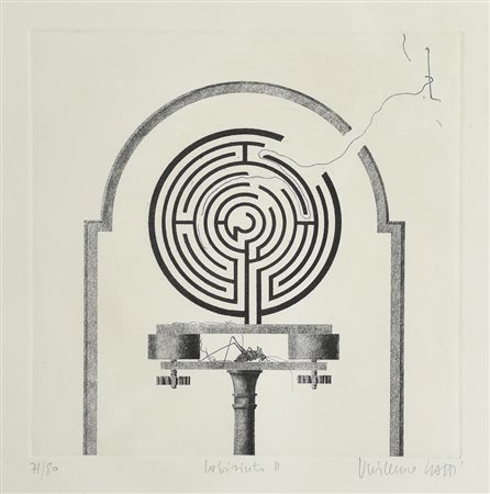 Vincenzo Ratti LABIRINTO II incisione su carta, cm 20x20, su foglio 35x35;...