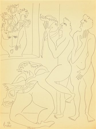 Russo GIRASOLI pennarello su carta, cm 40x30 firma e data eseguito nel 1971